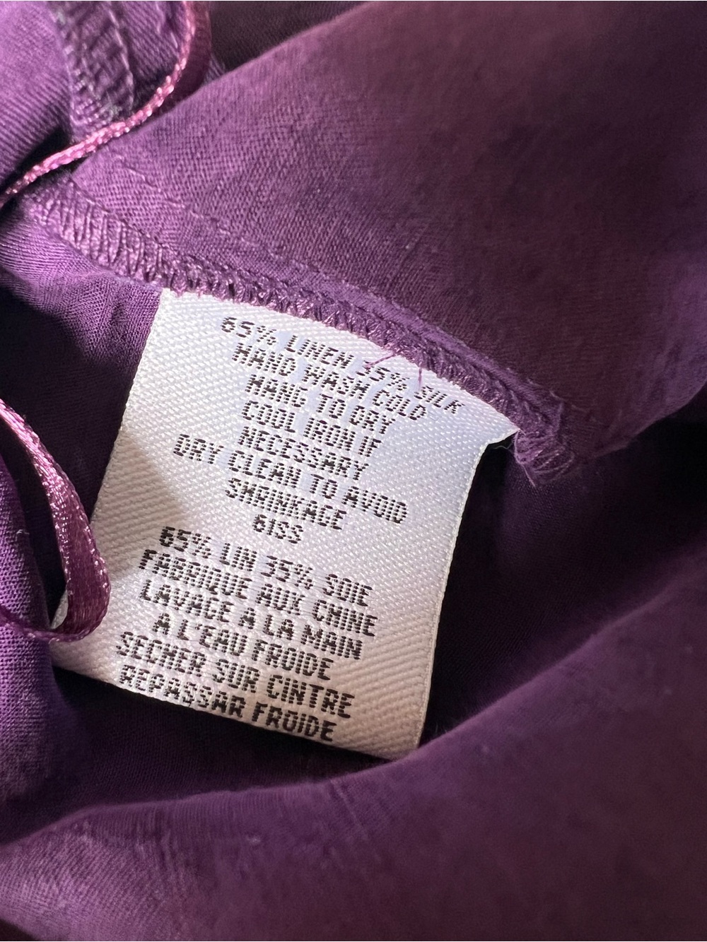 Eileen Fisher Silk Linen Blend Royal Purple Pants Capri Travel Relaxed Sz Medium - Picture 4 of 5